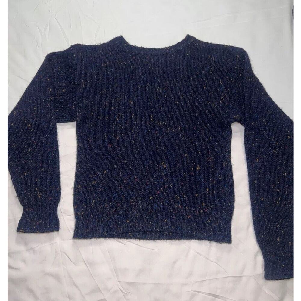 Geometric Rainbow Speckled Navy Blue Wool Sweater - Picture 12 of 15